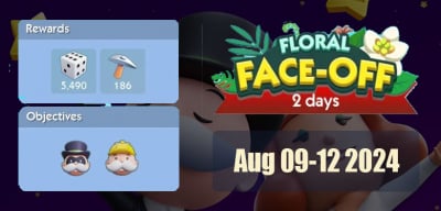Monopoly Go Floral Face Off Events Aug 09-12 Rewards