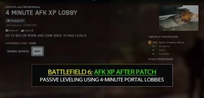 Battlefield 6 AFK XP After Patch: Easy Passive Leveling Using 4-Minute Portal Lobbies