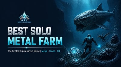 ARK: Survival Ascended Best Solo Metal, Stone & Oil Farm: The Center Dunkleosteus Route