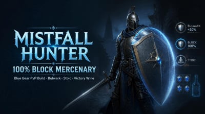 Mistfall Hunter Mercenary Build Guide: 100% Block PvP Setup With Blue Gear