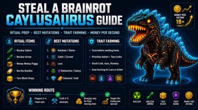 Steal a Brainrot Caylusaurus: Best Ritual Items, Mutations, Traits, and Money-Per-Second Strategy