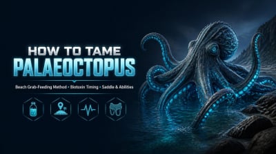 ARK Survival Ascended Tame Palaeoctopus Guides: Saddle Unlock, abilities and Beach Grab-feeding