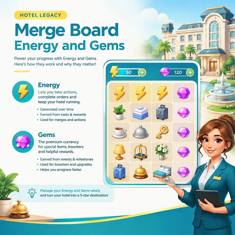 Buy Hotel Legacy Energy & Gems | Energy Top Up - GGWTB