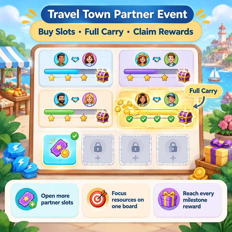 Buy Travel Town Partners Event Slots | Full Carry Support - GGWTB