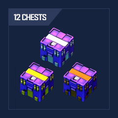 12 Chests: 4 Legendary + 4 Rare + 4 Common