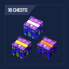 18 Chests: 6 Legendary + 6 Rare + 6 Common