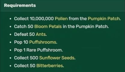 Requirements Screenshot