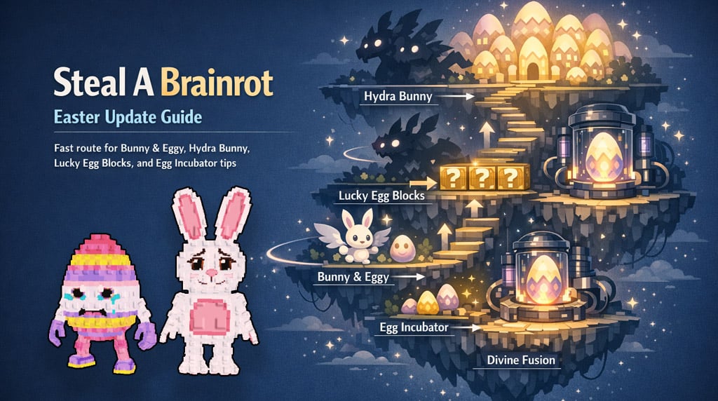 Steal A Brainrot Fastest Way to Get Bunny & Eggy, Hydra Bunny Brainrots in Easter Update