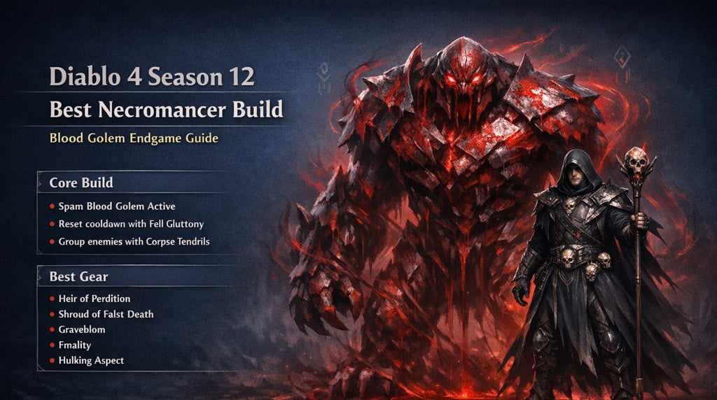 Diablo 4 Season 12 Best Necromancer Build Guide: Blood Golem Endgame Build