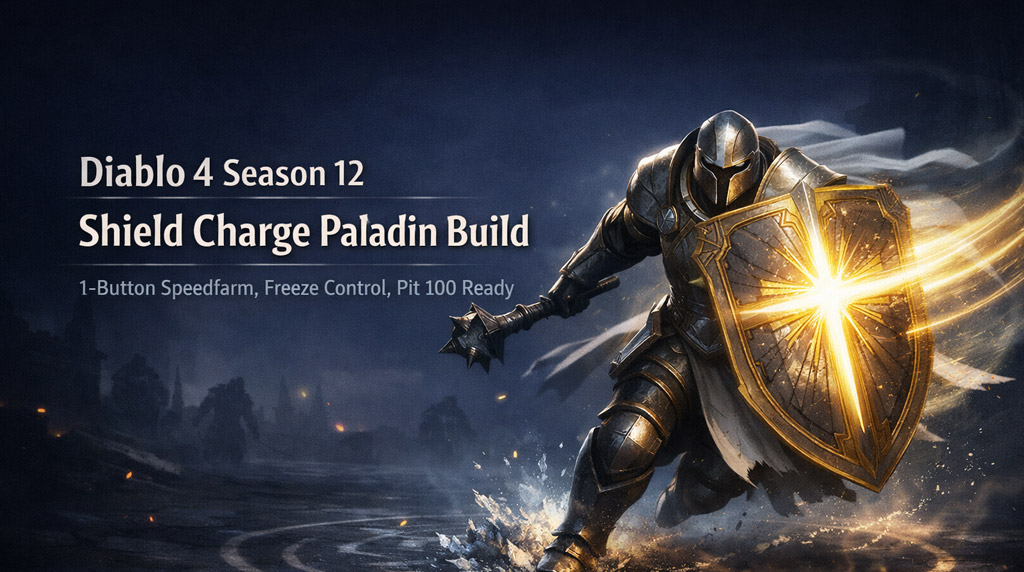 Diablo 4 Season 12 Shield Charge Paladin Build Guide: Best 1-Button Speedfarm & Pit Setup
