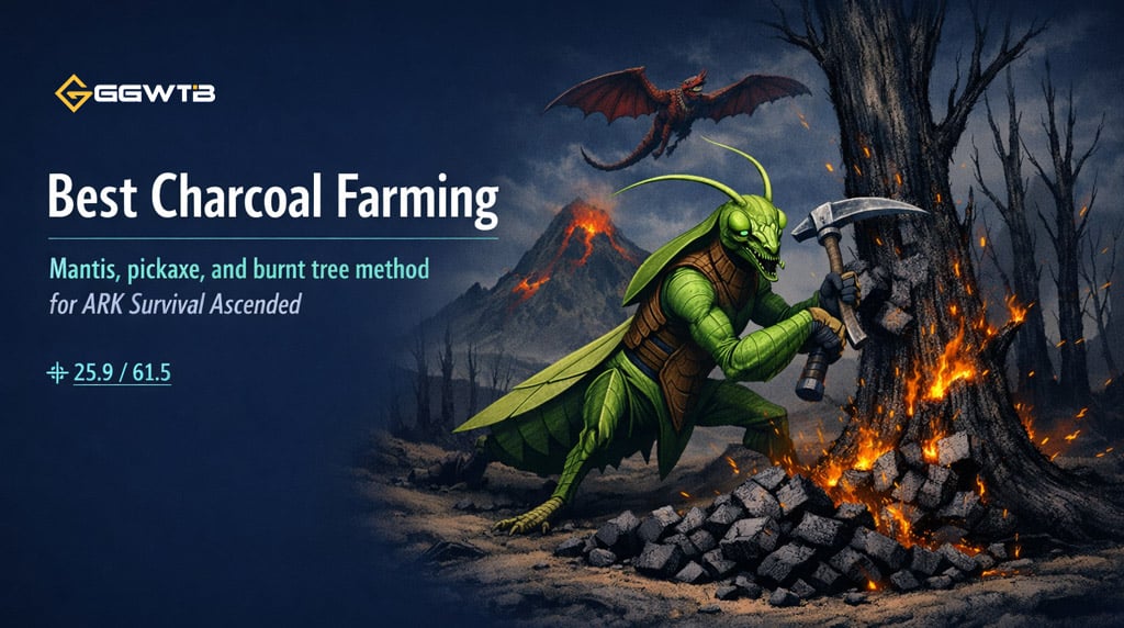 ARK Survival Ascended Best Ways to Farm Charcoal: Fast Mantis and Pickaxe Method