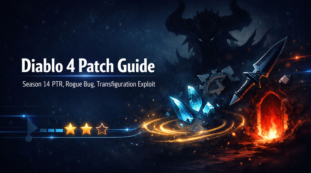 Diablo 4 Season 14 PTR Hints, Rogue Bug, Transfiguration Exploit, Gem Crafting Fixes