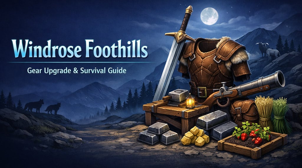 Windrose Foothills Gear Upgrade Guide: Best Armor, Sword, Farming, and Base Priorities