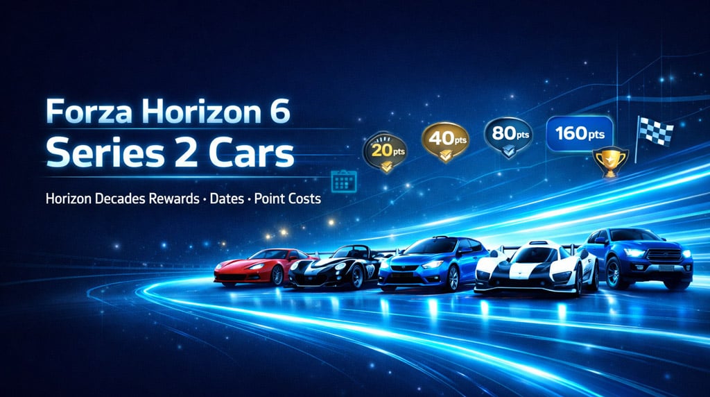 Forza Horizon 6 Series 2 Cars: All New Horizon Decades Rewards, Dates, and Point Costs