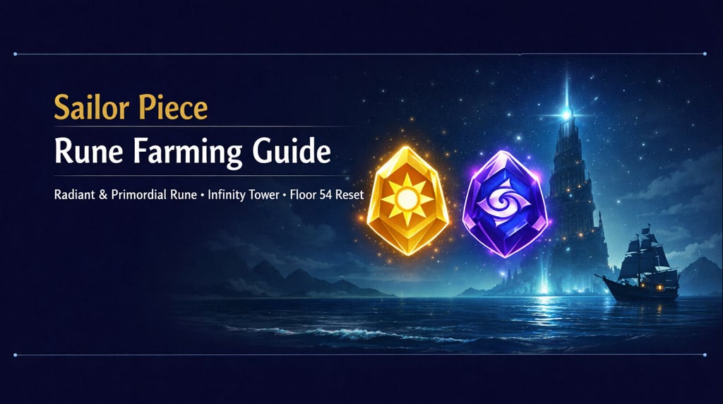 Sailor Piece Radiant and Primordial Rune Guide: Best Infinity Tower Pity Farm
