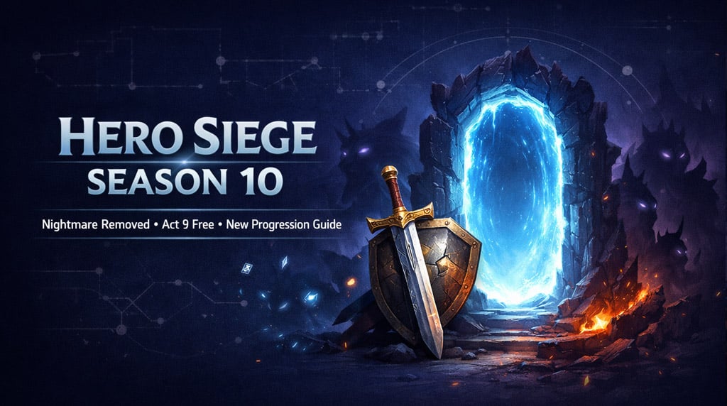 Hero Siege Season 10 Guide: Nightmare Removed, Act 9 Free, New Difficulty System, FPS Fixes