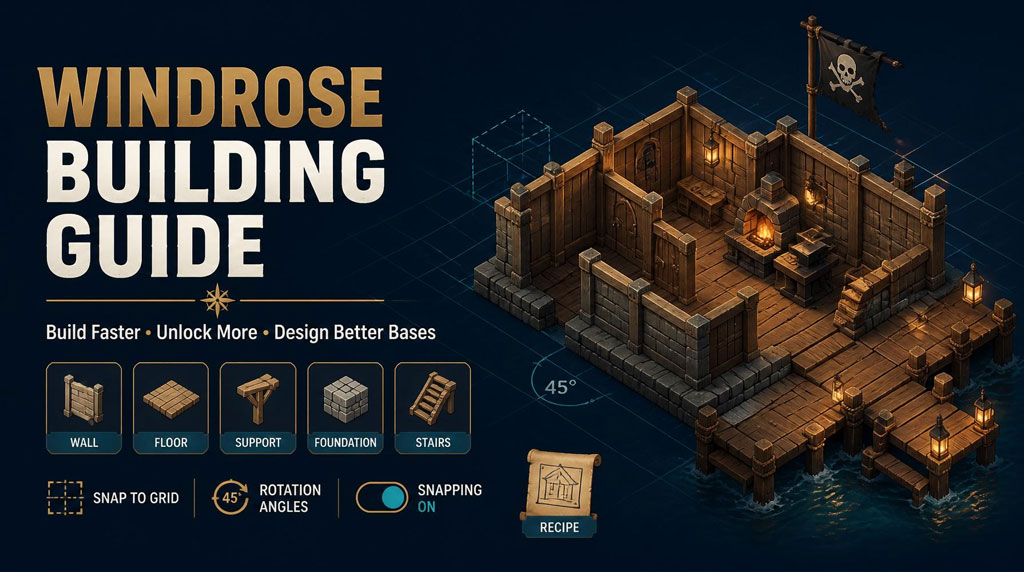 Windrose Building Guide: Q Menu, Drag Build, Recipes, and Pro Base Design Tips