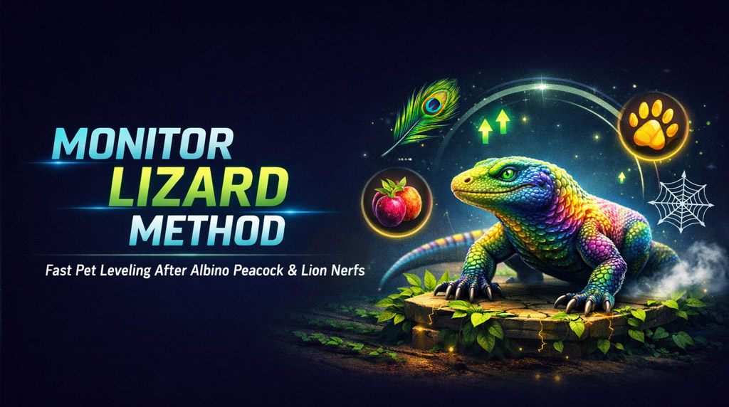 Grow A Garden Monitor Lizard Method: Best Pet Leveling Setup After Albino Peacock and Lion Nerfs