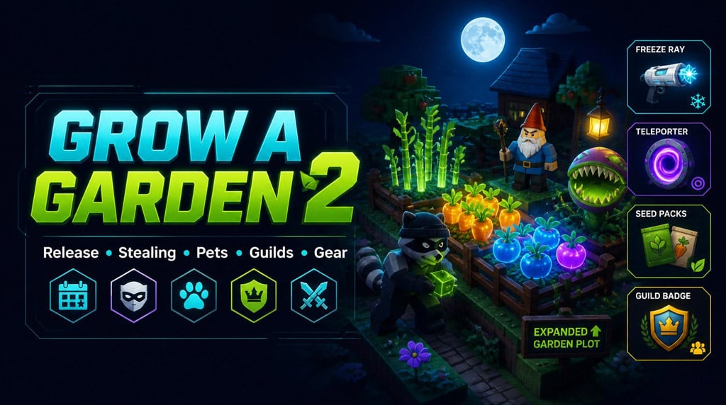 Grow a Garden 2 Guide: Release Date, Stealing, Pets, Guilds, Gear, Seeds, and Best Launch Strategy