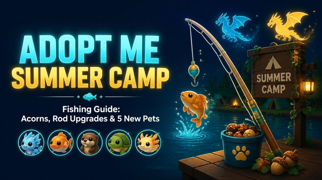How to Fish in Adopt Me Summer Camp: Get Acorns, Upgrade Rods, and Unlock 5 New Pets