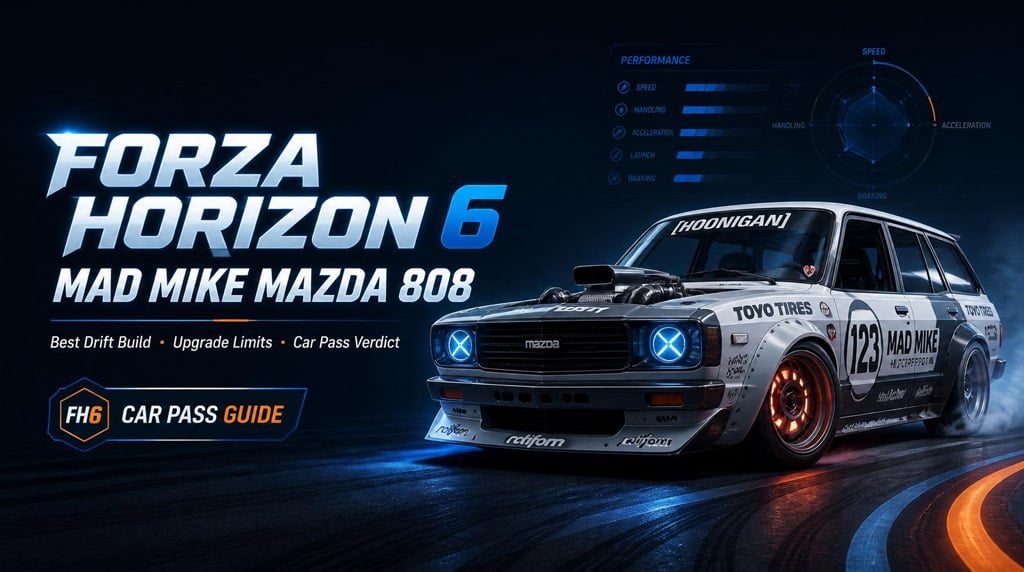 Forza Horizon 6 Mad Mike Mazda 808 Wagon: Best Drift Build, Upgrade Limits, and Car Pass Value