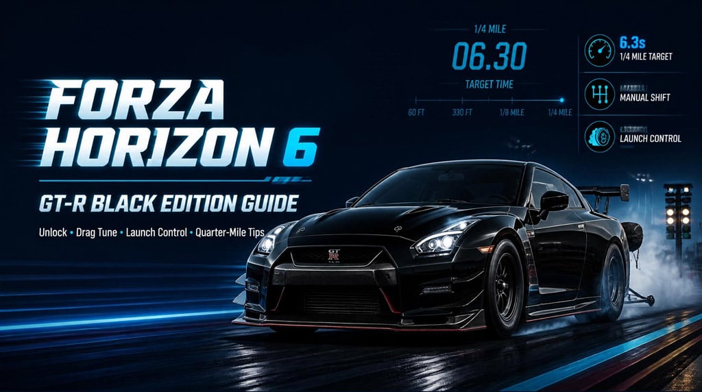 Forza Horizon 6 GT-R Black Edition Guide: Best Wheelspin Method, Drag Tune, Launch Control & Quarter-Mile Tips