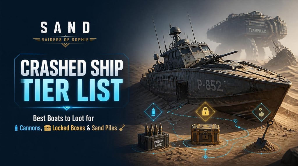 SAND: Raiders of Sophie Crashed Ship Tier List: Best Boats to Loot for Cannons, Locked Boxes, and Sand Piles