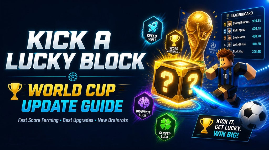 Kick a Lucky Block World Cup Update: Fast Score Farming, Best Upgrades, Lucky Cup Blocks, and New Brainrots