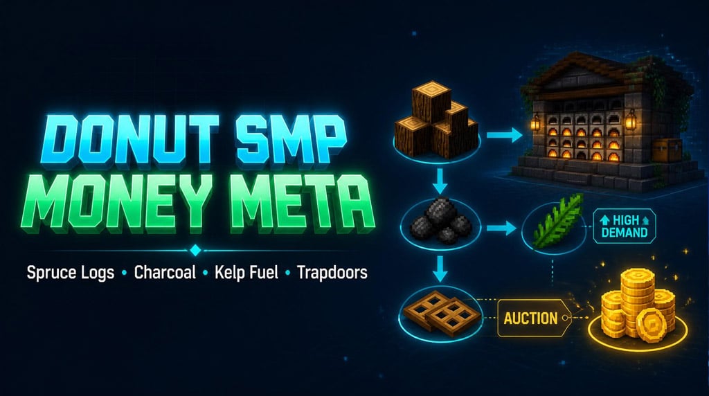Donut SMP Money Guide: Best Spruce Log, Charcoal, Kelp Fuel & Trapdoor Farm Meta