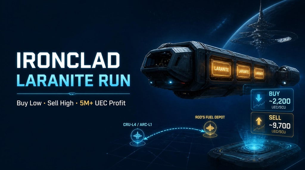Star Citizen Ironclad Laranite Trading Guide: 5 Million+ aUEC Cargo Run