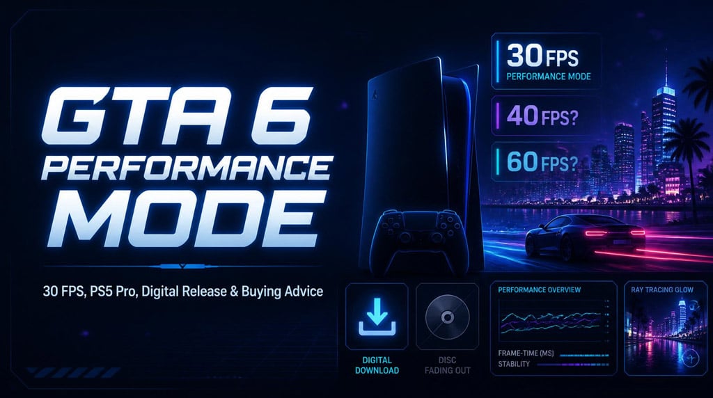 GTA 6 Performance Mode Guide: 30 FPS, PS5 Pro, Digital-Only Release, and What to Buy
