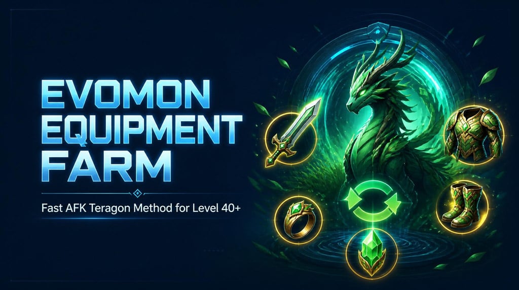 EVOMON Equipment Farming Guide: Fast AFK Teragon Method for Level 40+