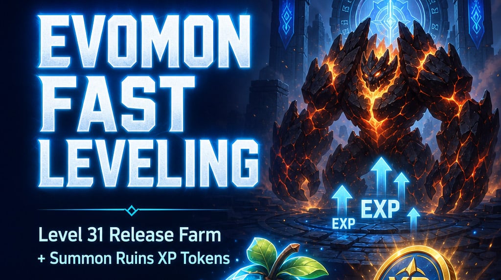 Evomon Fast Leveling Guide: Best XP Fruit Farm and Summon Ruins Tokens