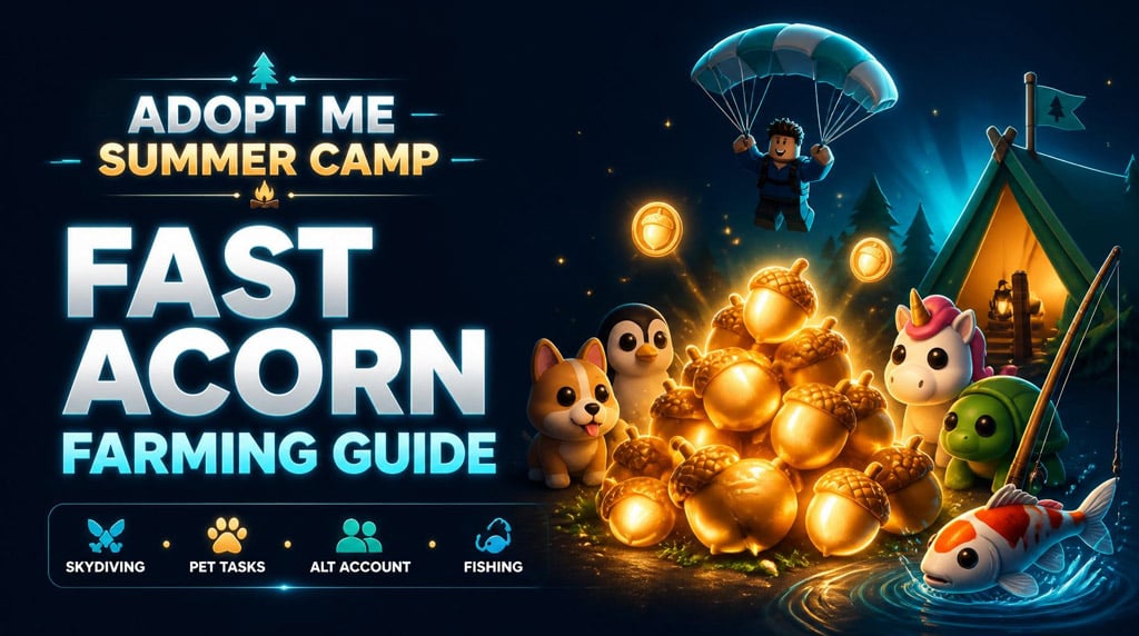 Adopt Me Summer Camp Acorns Guide: Fastest Ways to Farm Millions with Pets, Skydiving, Fishing, and Alt Accounts