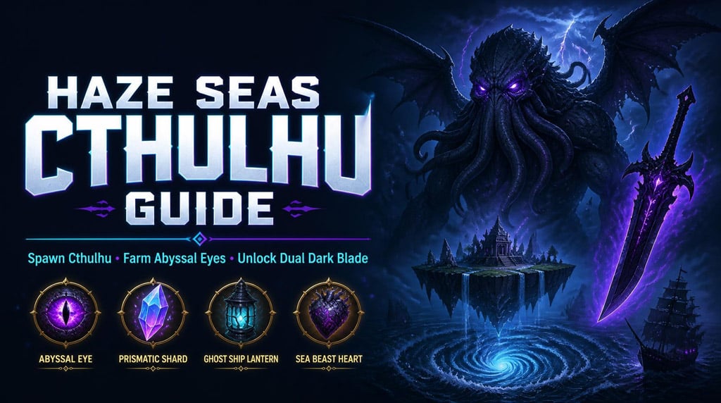 Haze Seas Cthulhu Guide: Spawn Cthulhu, Farm Abyssal Eyes, Get Dual Dark Blade and Mythical Gryphon Sword