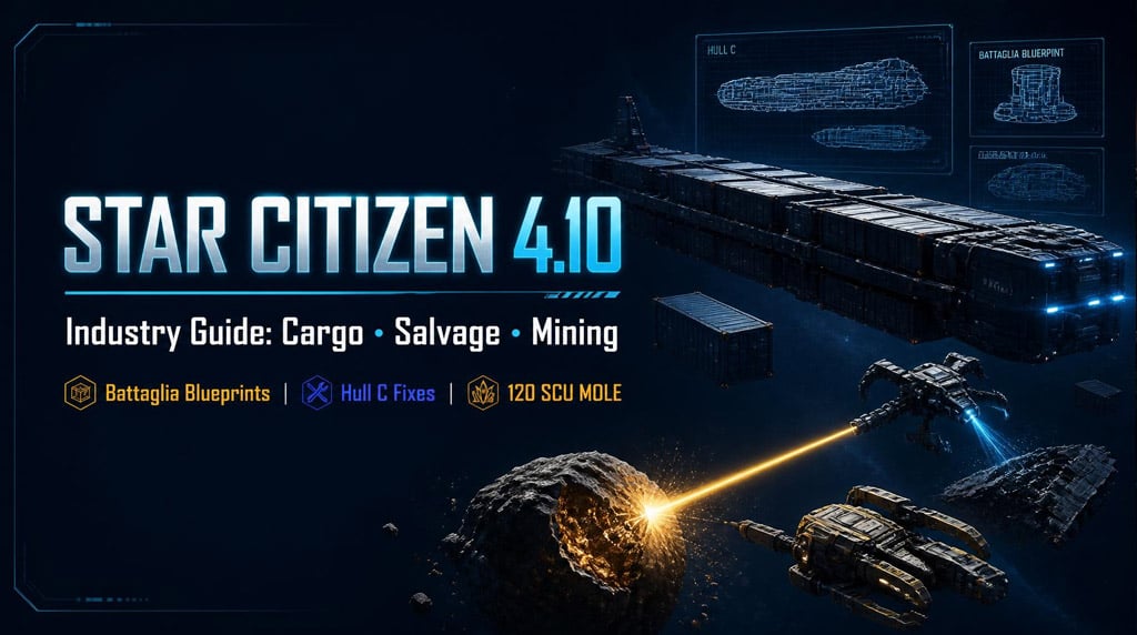Star Citizen 4.10 Industry Guide: Cargo, Hull C, Salvage, Mining Modules and Battaglia Blueprints