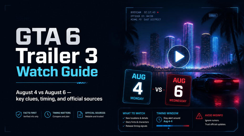 GTA 6 Trailer 3 Release Date: August 4 or August 6, 2026? Key Clues, Times, and What to Watch