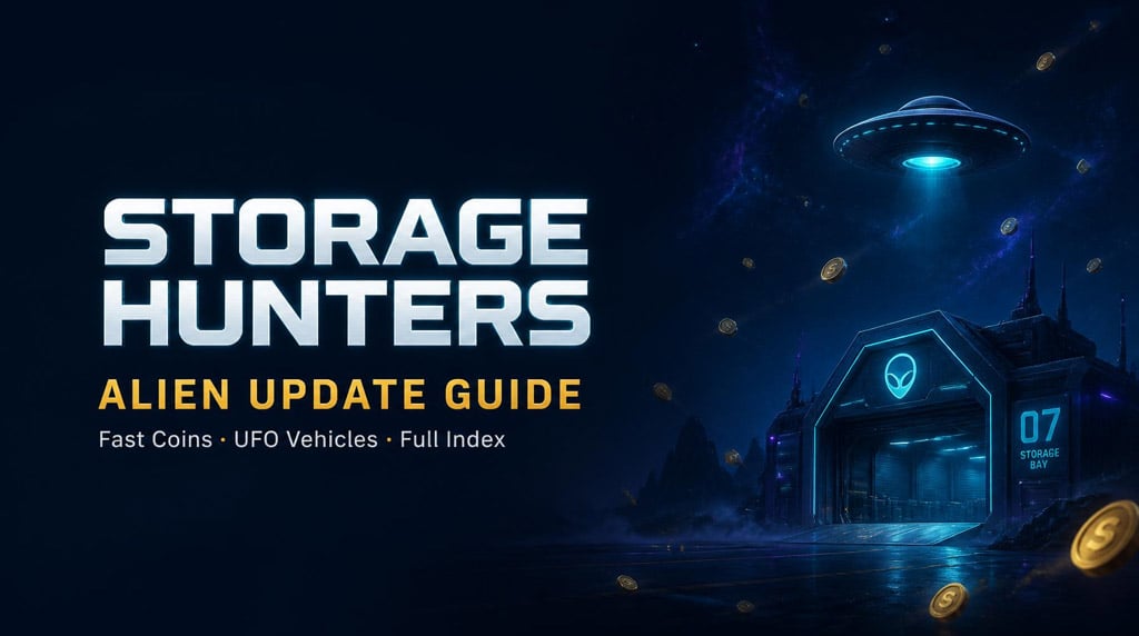 Storage Hunters Alien Update: Fast Alien Coin Farming, UFO Vehicles & Index Guide