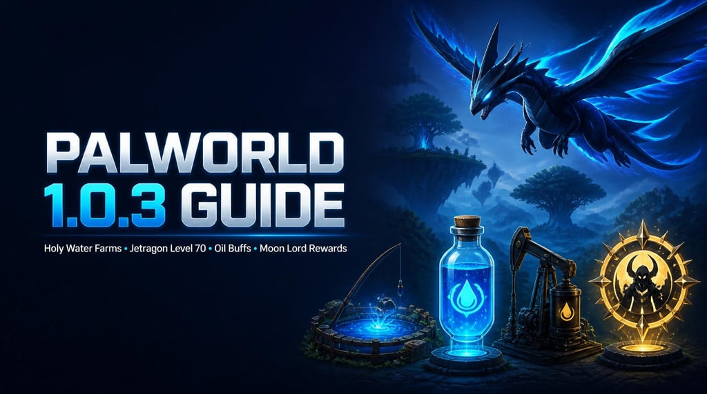 Palworld 1.0.3 Guide: Best Holy Water Farms, Jetragon Level Change, Oil Buffs and Key Bug Fixes