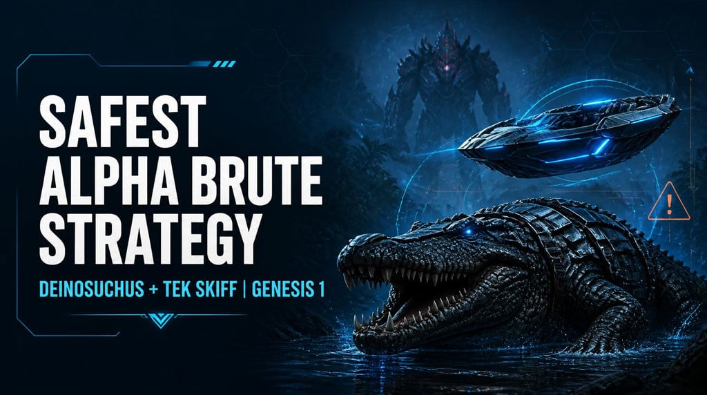 ARK Survival Ascended Genesis 1 Safest Alpha Brute Guides: Deinosuchus + Tek Skiff Guide