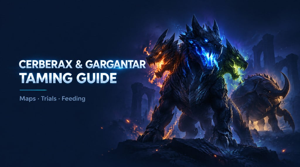 ARK Cerberax & Gargantar Taming Guide: DLC Requirements, Trials, Feeding