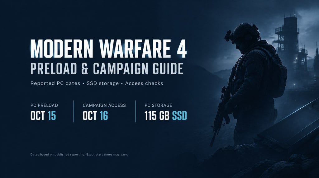 Modern Warfare 4 Preload Guide: PC Dates, Storage & Campaign Access