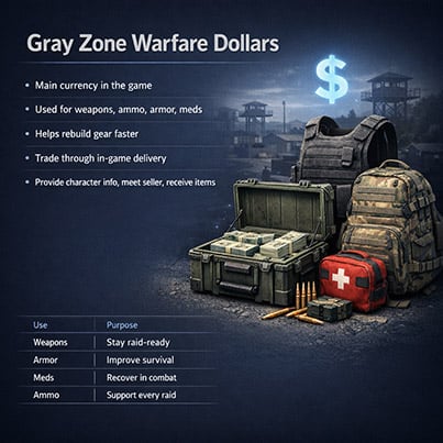 Buy Gray Zone Warfare Dollars, Cheap and Fast GZW Money Trading Marketplace