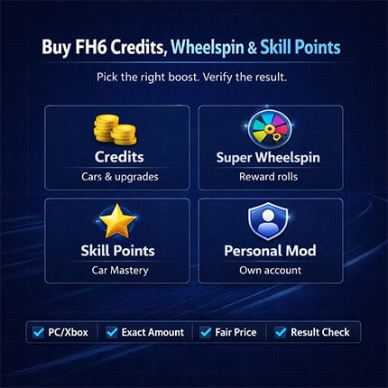 Buy Forza Horizon 6 Boosting: Wheelspin and Skill Points Mod Services