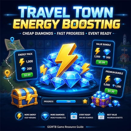 Buy Travel Town Energy & Diamonds - Fast Boosting Packages