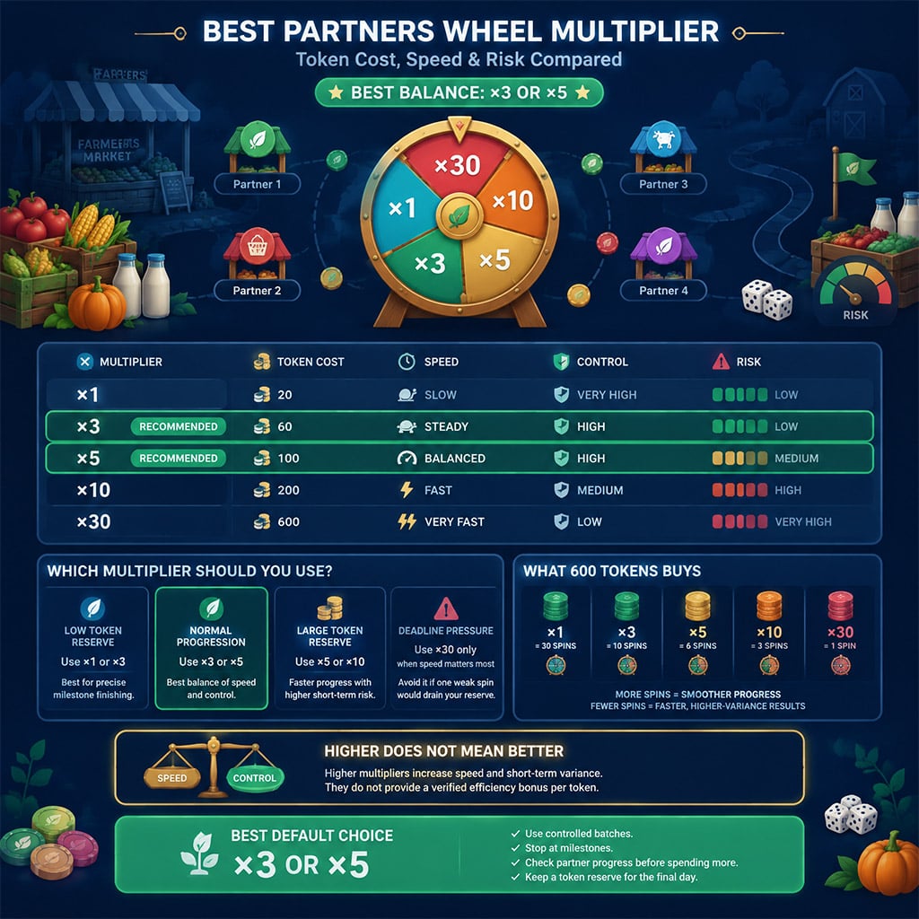 Comparison of Farmer's Market Partners wheel multipliers by token cost, speed, and risk