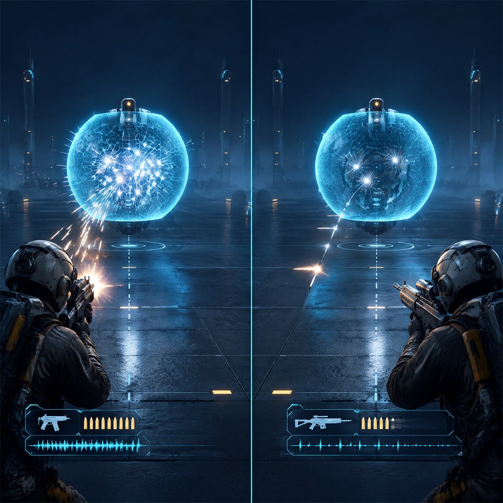 Controlled Bobcat and Torrent Vaporizer shield comparison at equal firing distance