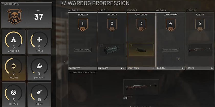 Recon Level Progression Recon Level Progression