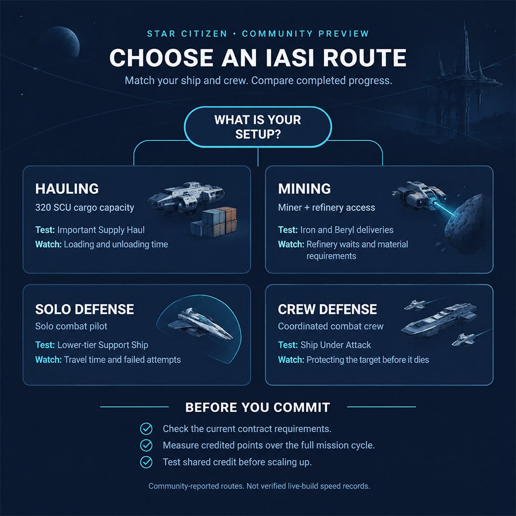 Route choices for haulers, miners, solo pilots, and combat crews