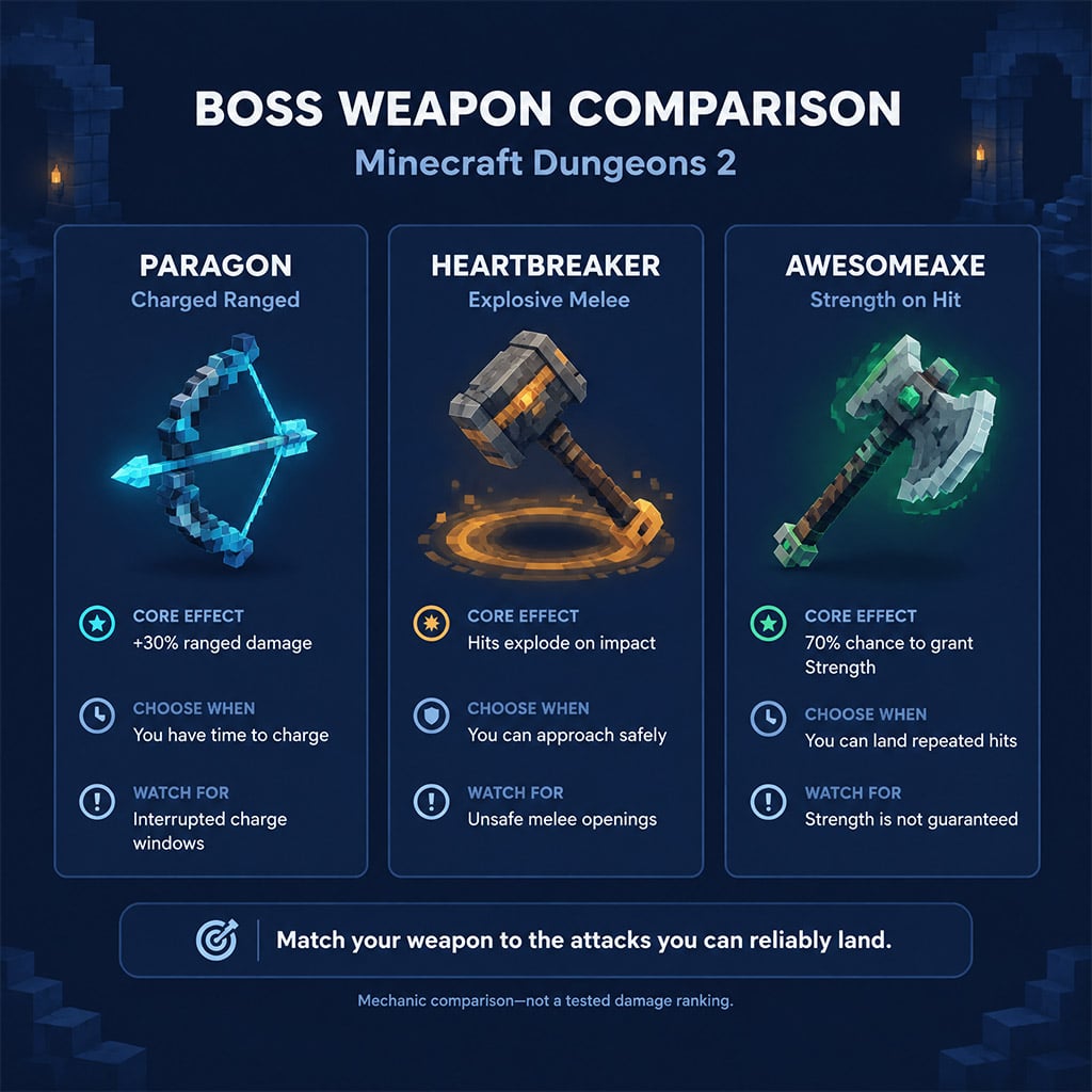 Diagram comparing ranged charge, explosive melee, and Strength-triggering attacks Diagram comparing ranged charge, explosive melee, and Strength-triggering attacks